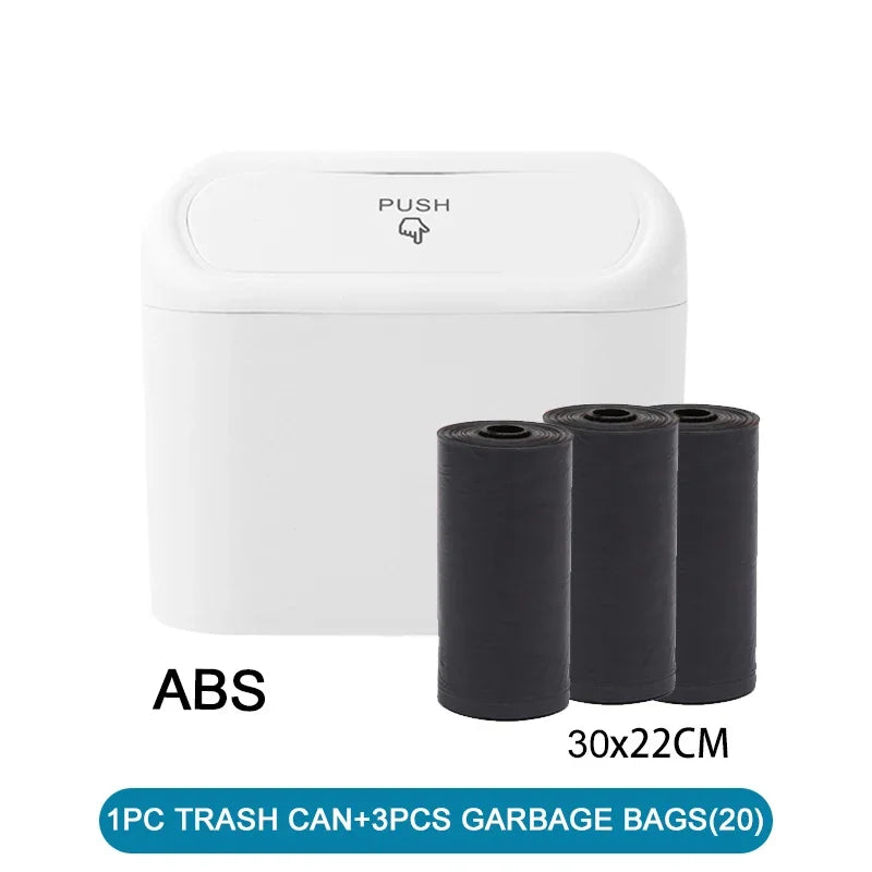 Trash bin (With Lid) Contains 60 (300) Garbage Bags, Small Car Trash Can, SUV Trash Bin, RV Trash Bin, Traveling Leak-Proof Mini Car Accessories