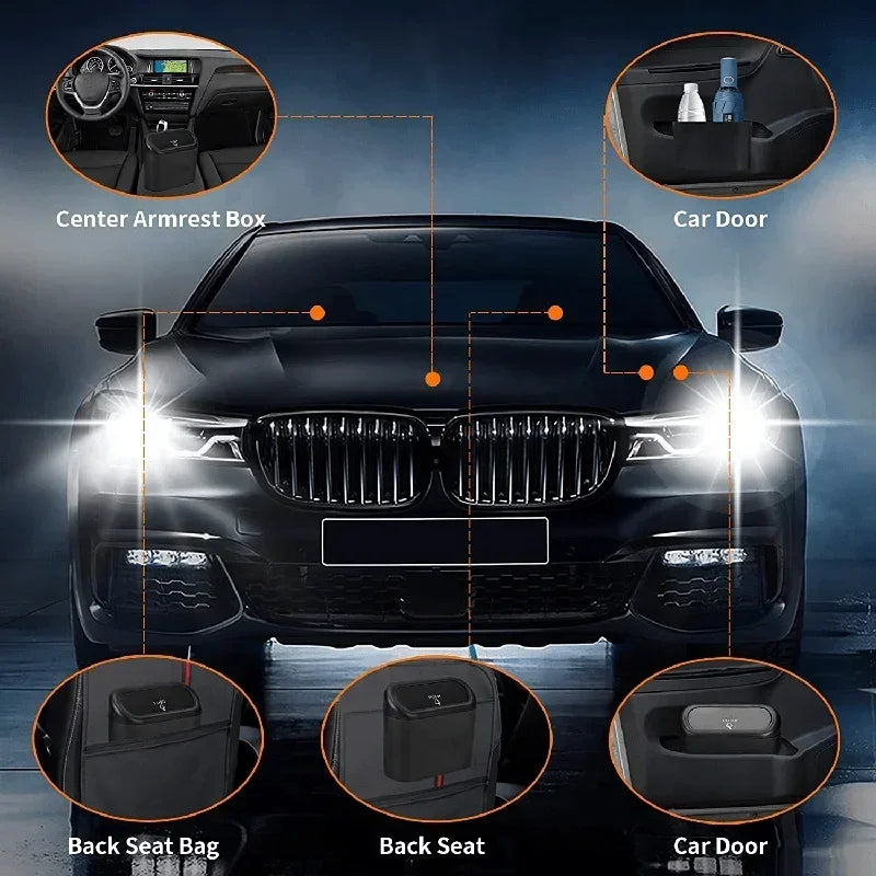 Trash bin (With Lid) Contains 60 (300) Garbage Bags, Small Car Trash Can, SUV Trash Bin, RV Trash Bin, Traveling Leak-Proof Mini Car Accessories