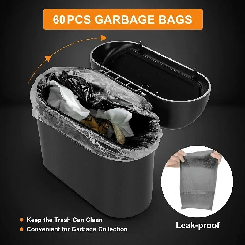 Trash bin (With Lid) Contains 60 (300) Garbage Bags, Small Car Trash Can, SUV Trash Bin, RV Trash Bin, Traveling Leak-Proof Mini Car Accessories