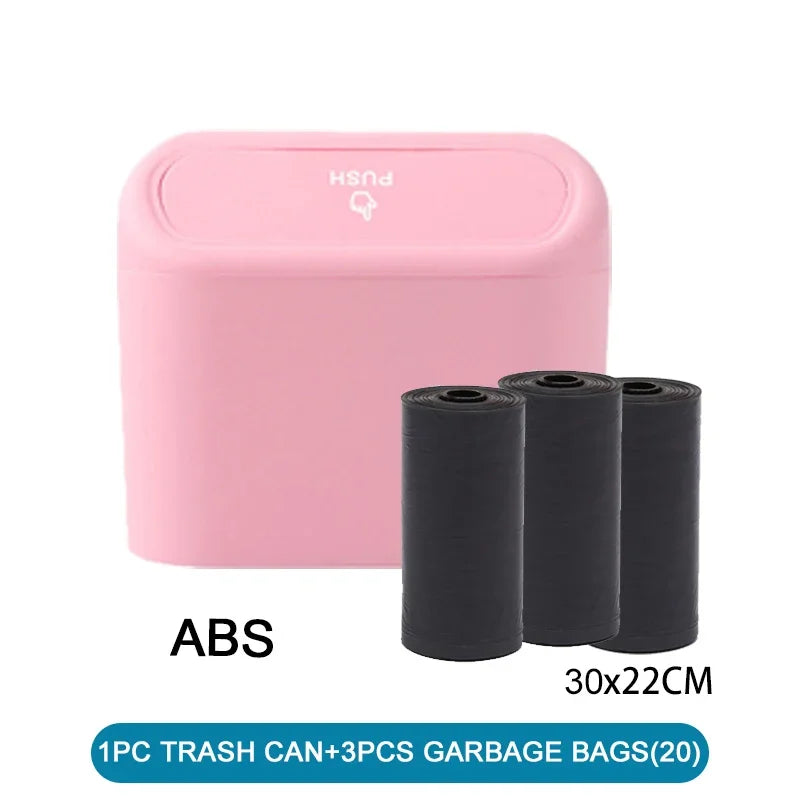 Trash bin (With Lid) Contains 60 (300) Garbage Bags, Small Car Trash Can, SUV Trash Bin, RV Trash Bin, Traveling Leak-Proof Mini Car Accessories