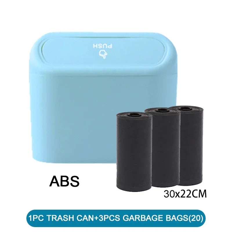 Trash bin (With Lid) Contains 60 (300) Garbage Bags, Small Car Trash Can, SUV Trash Bin, RV Trash Bin, Traveling Leak-Proof Mini Car Accessories