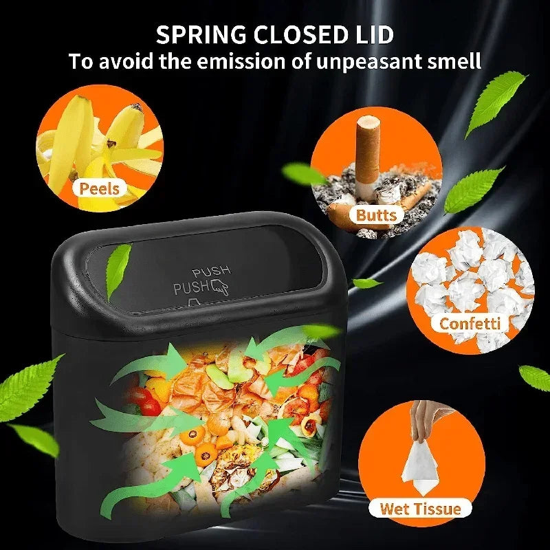 Trash bin (With Lid) Contains 60 (300) Garbage Bags, Small Car Trash Can, SUV Trash Bin, RV Trash Bin, Traveling Leak-Proof Mini Car Accessories