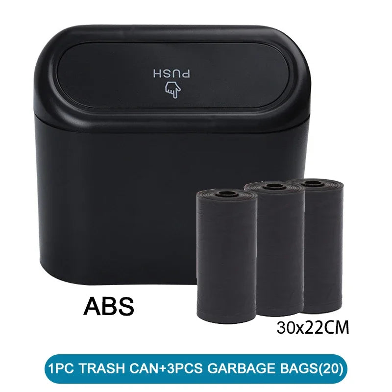 Trash bin (With Lid) Contains 60 (300) Garbage Bags, Small Car Trash Can, SUV Trash Bin, RV Trash Bin, Traveling Leak-Proof Mini Car Accessories